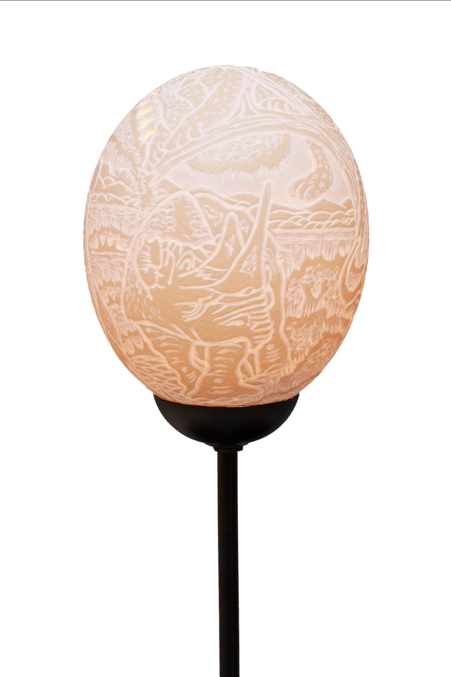 Big 5 detailed ostrich egg lamp