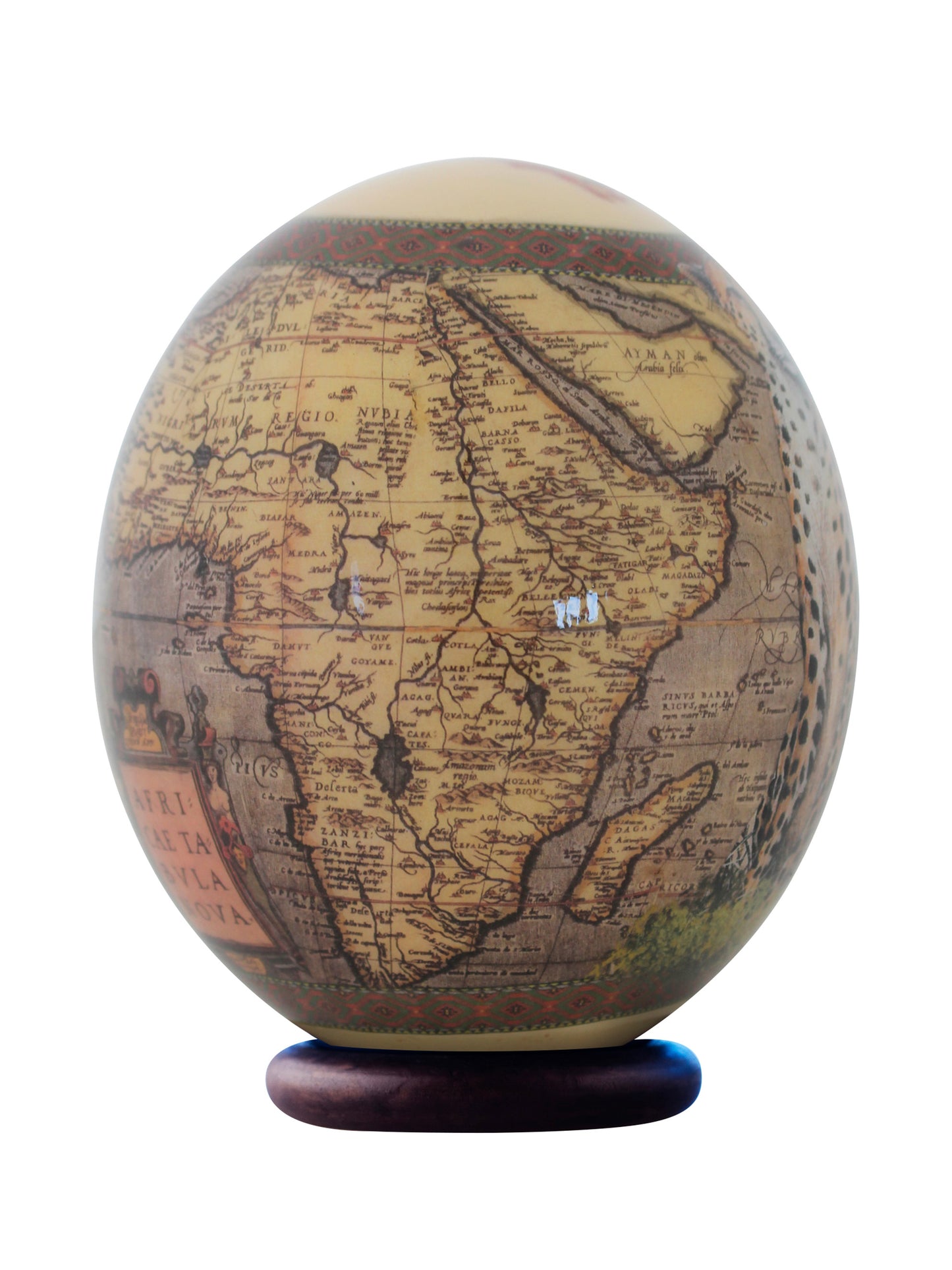 Decoupage cheetah ostrich egg