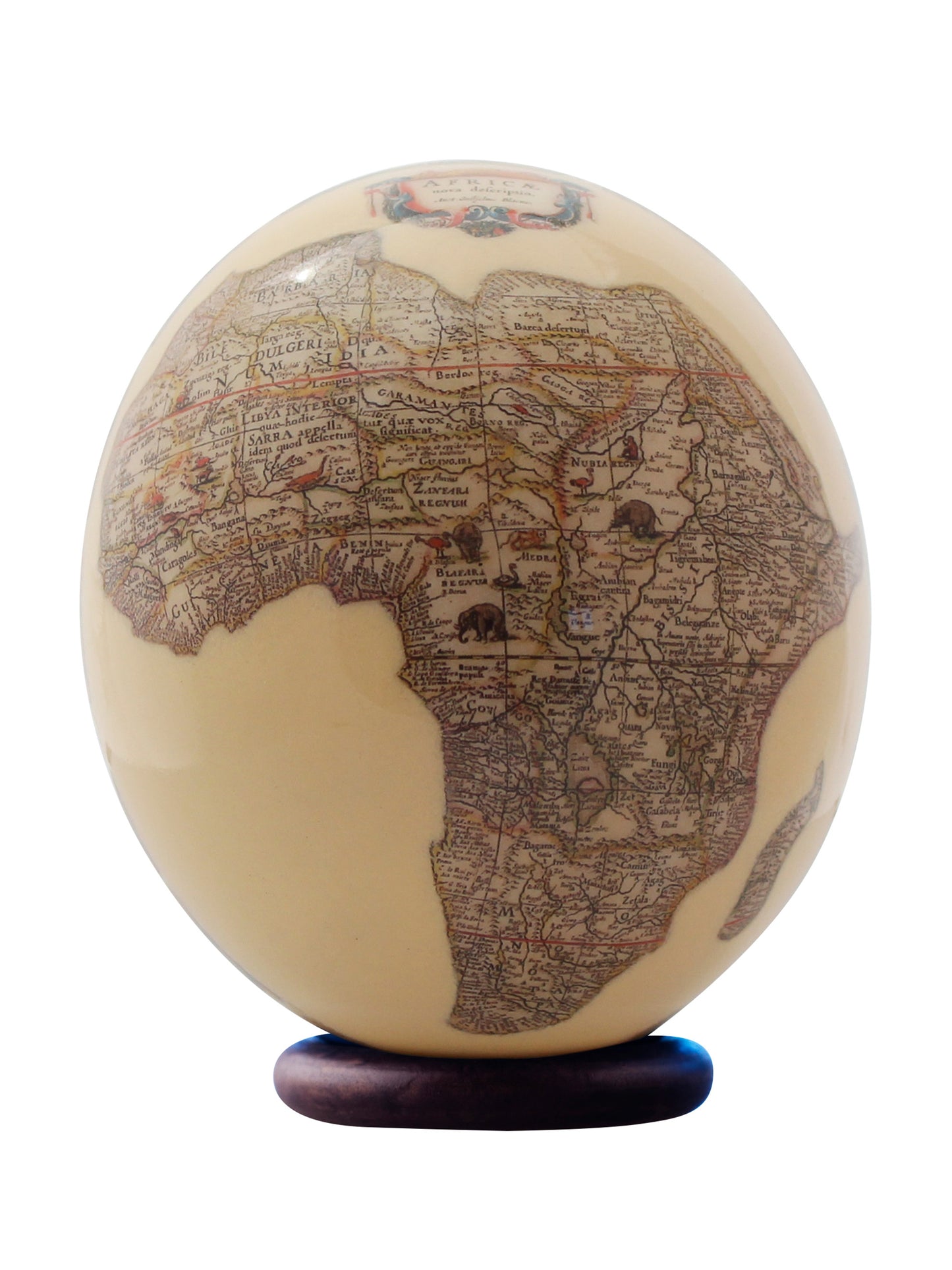 Decoupage giraffe ostrich egg