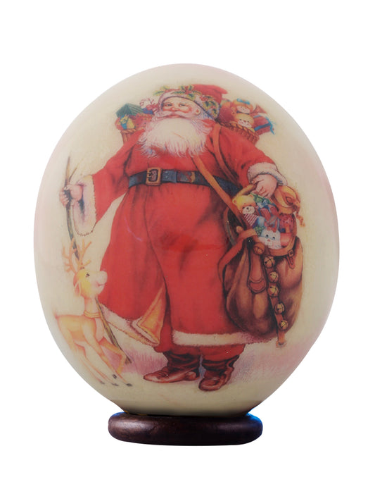 Cream Father Christmas decoupage egg