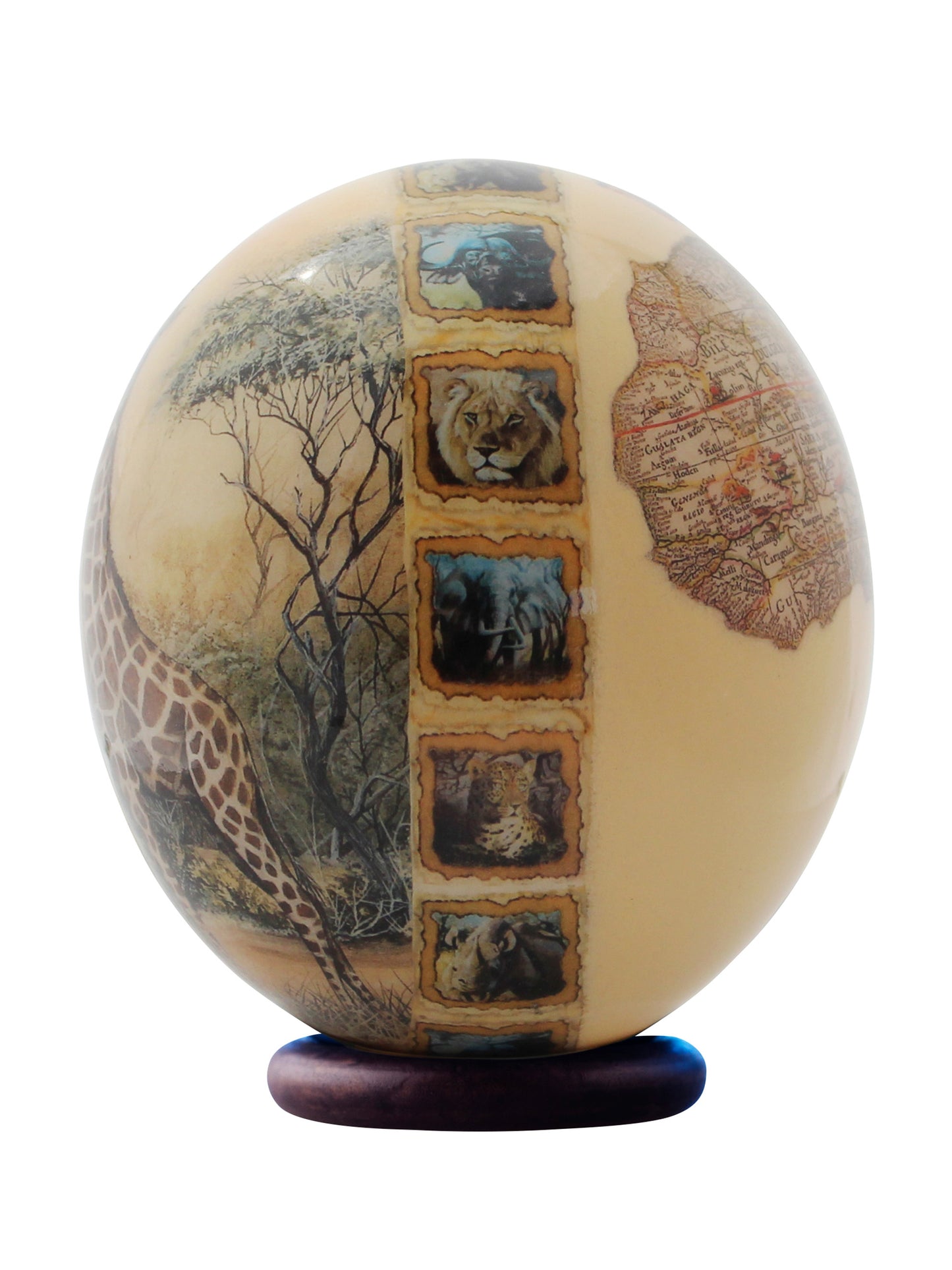 Decoupage giraffe ostrich egg