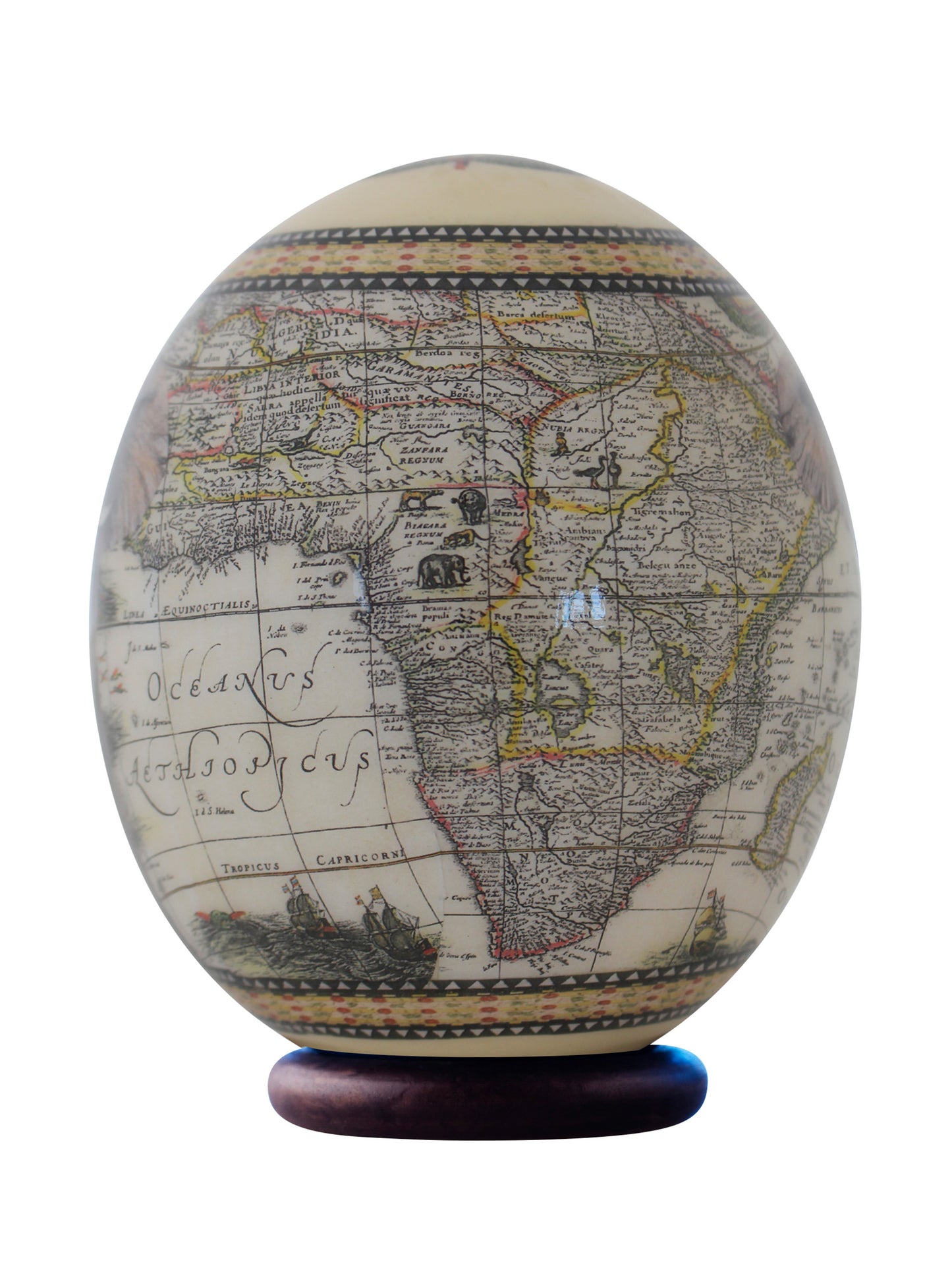 Decoupage elephant ostrich egg