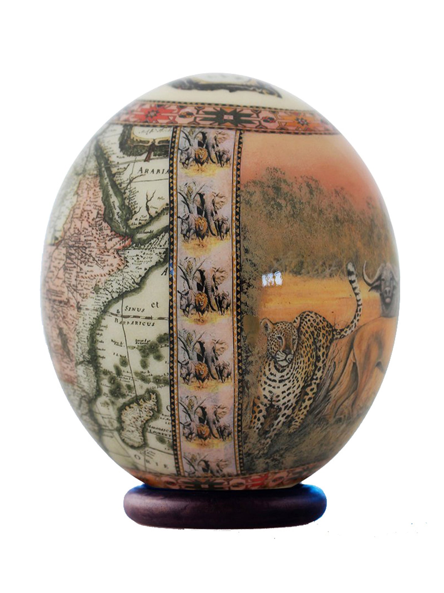 Decoupage Big 5 ostrich egg