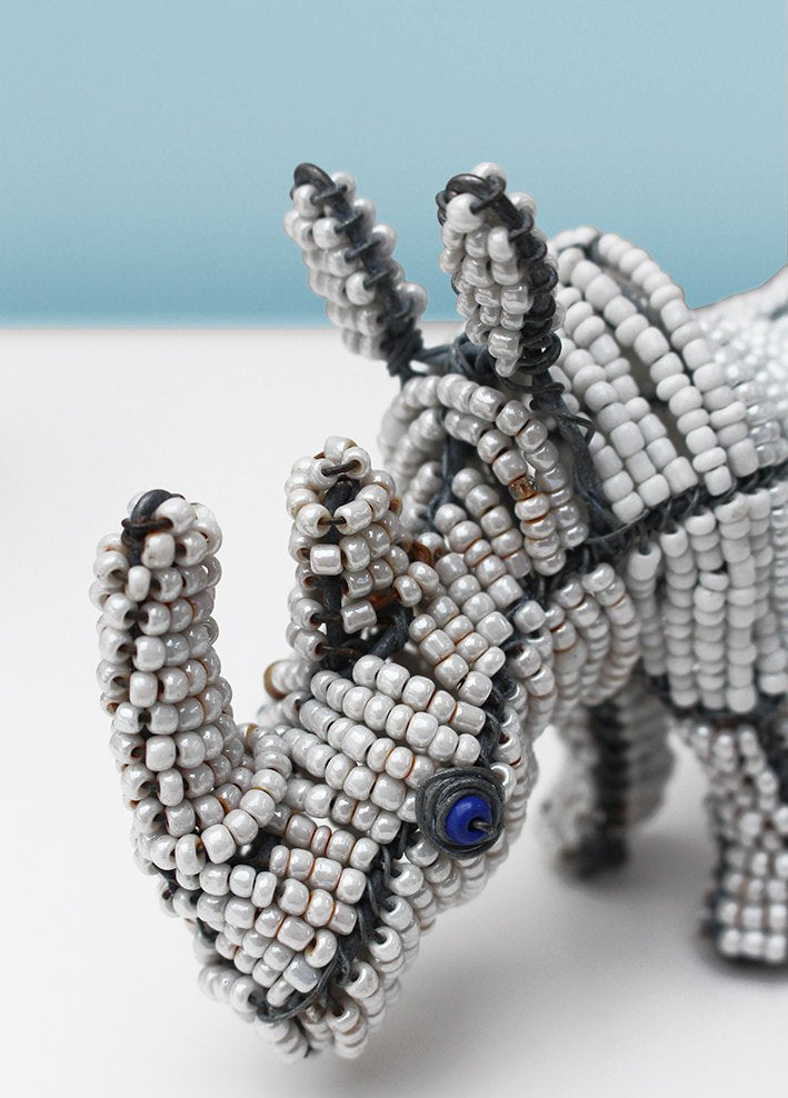 White beaded small rhinoceros