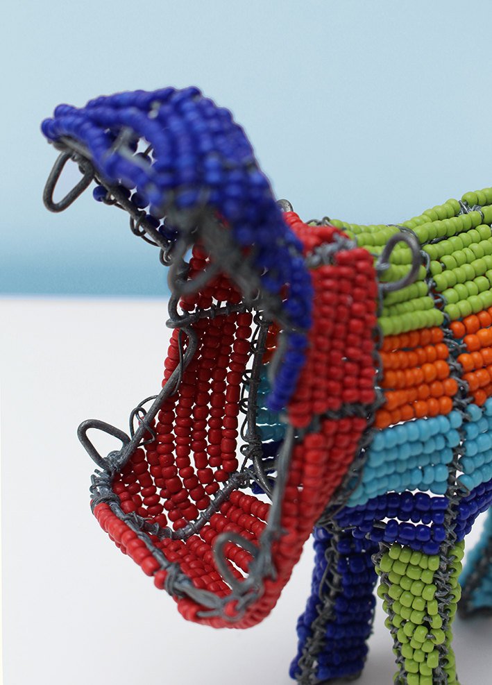 Multi-coloured beaded hippopotamus