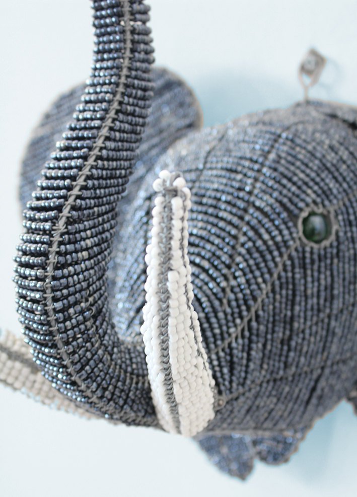 Beaded elephant wall mount