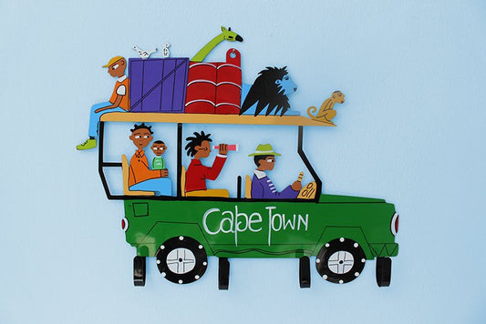 Handpainted metal landrover coat rack