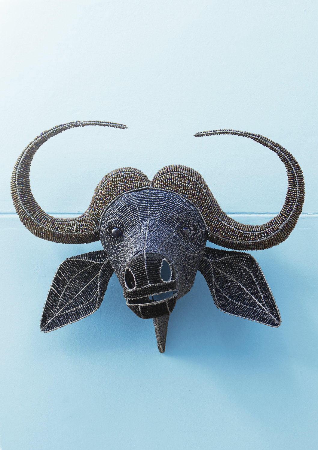 Beaded and wire-frame buffalo wallpiece