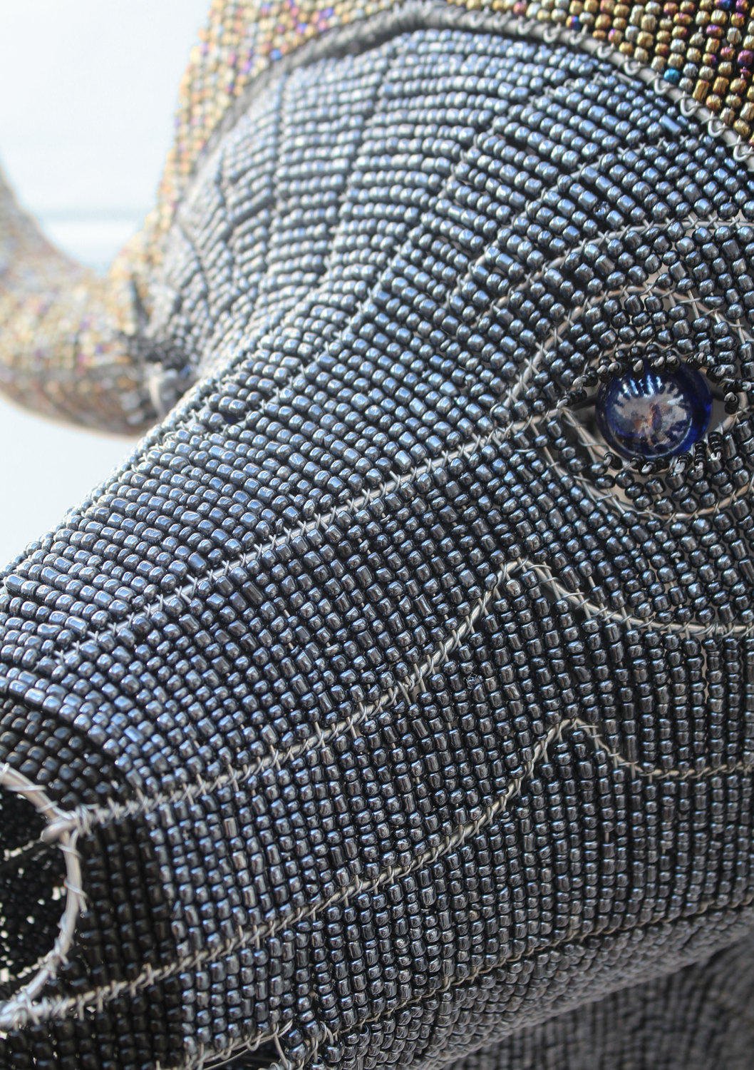 Beaded and wire-frame buffalo wallpiece