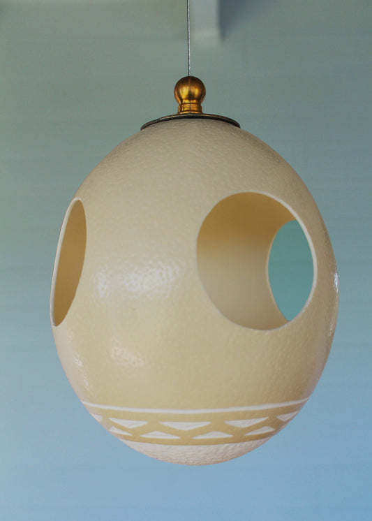 Ostrich eggshell birdfeeder