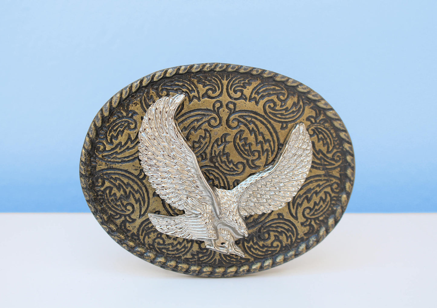 Brass African eagle belt buckle