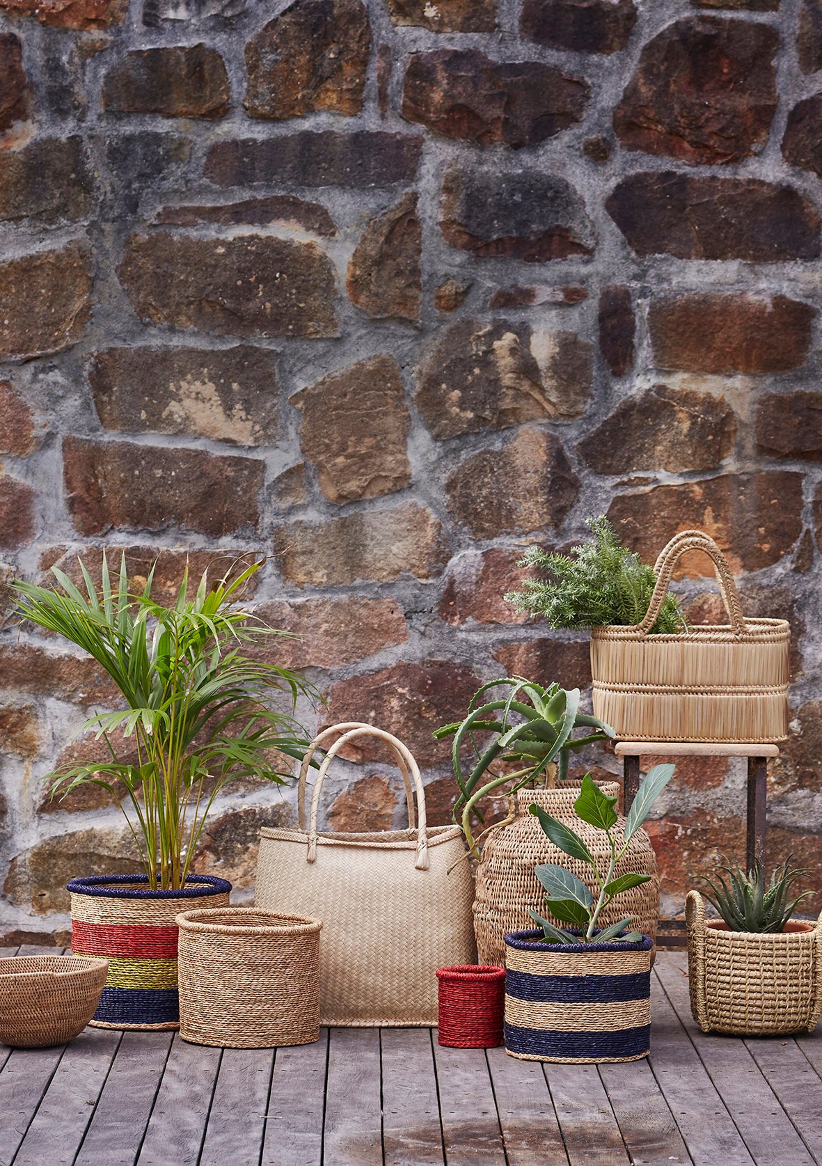Multi-coloured African waste paper basket