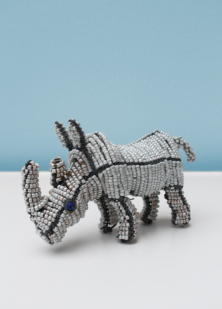 White beaded small rhinoceros