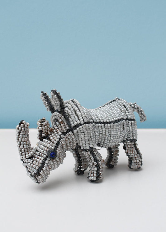 White beaded small rhinoceros