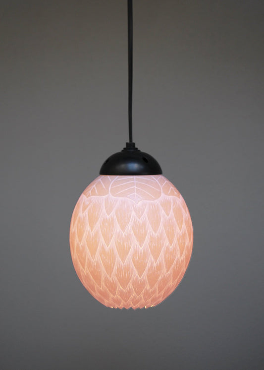 Protea themed ostrich egg pendant light
