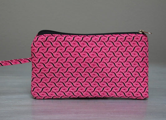 Pink and black African Shweshwe purse