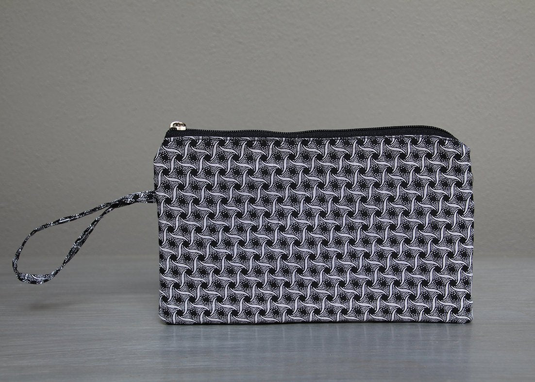 Black with white African Shweshwe purse