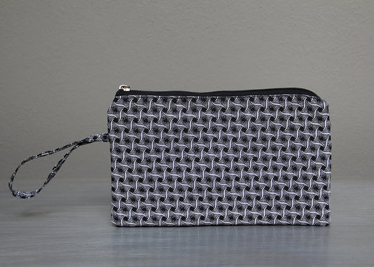 Black with white African Shweshwe purse