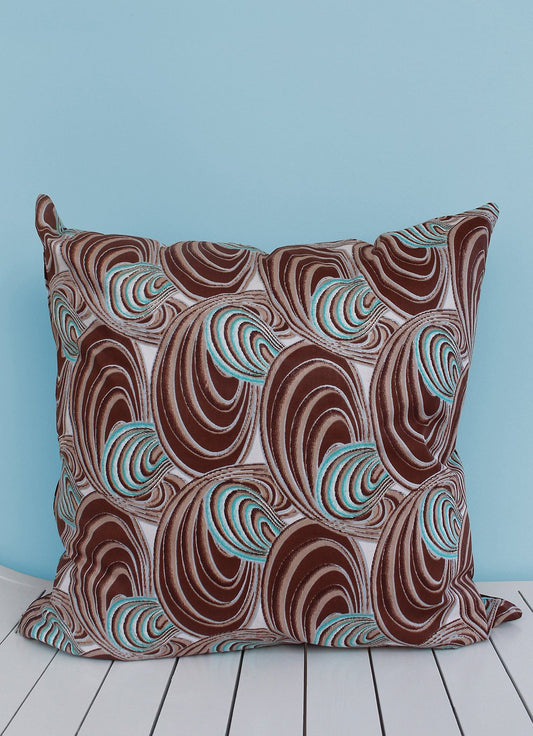 Turquoise & brown Java African wax print scatter cushion