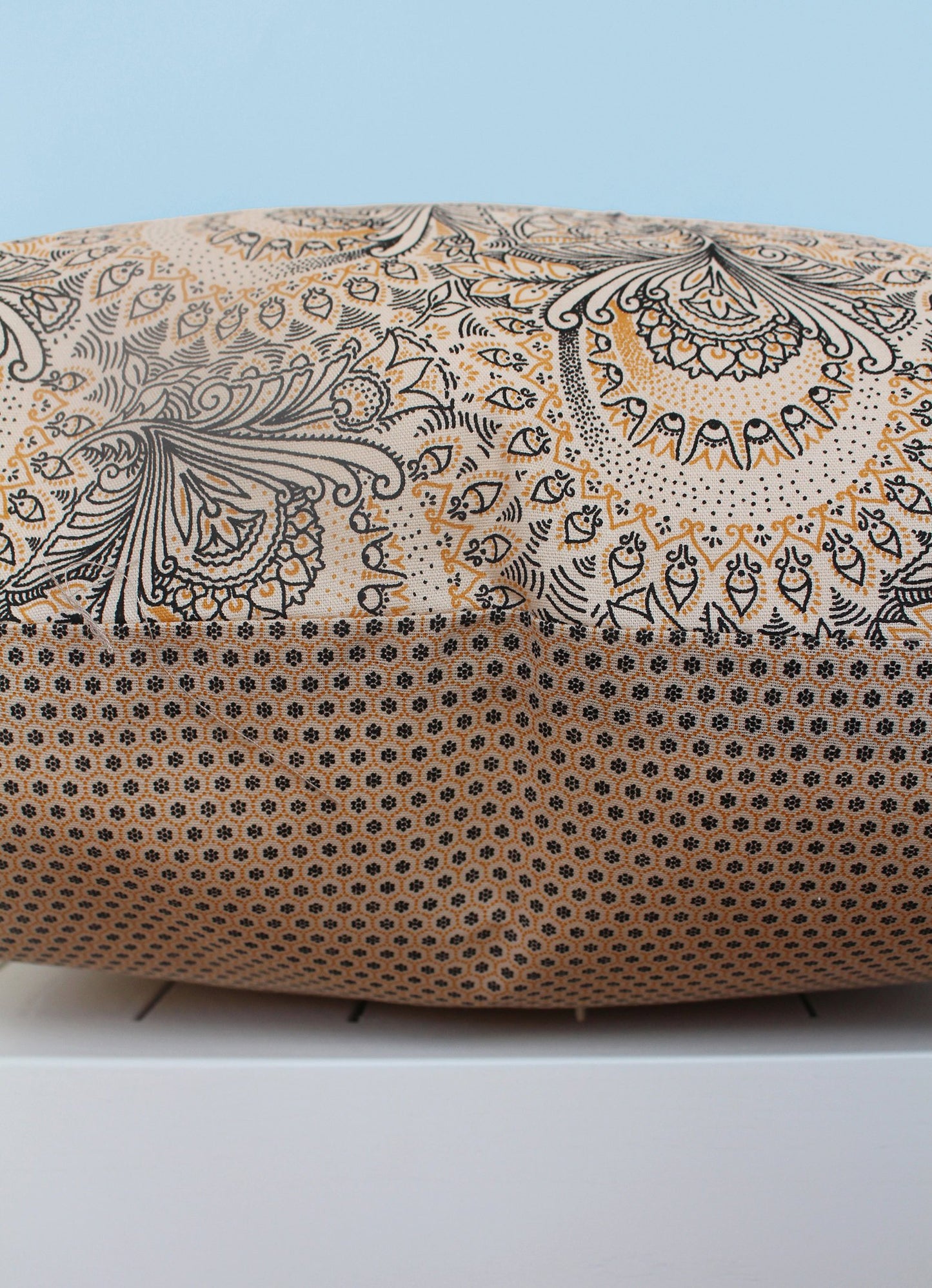 Cream, orange and black Shweshwe scatter cushion