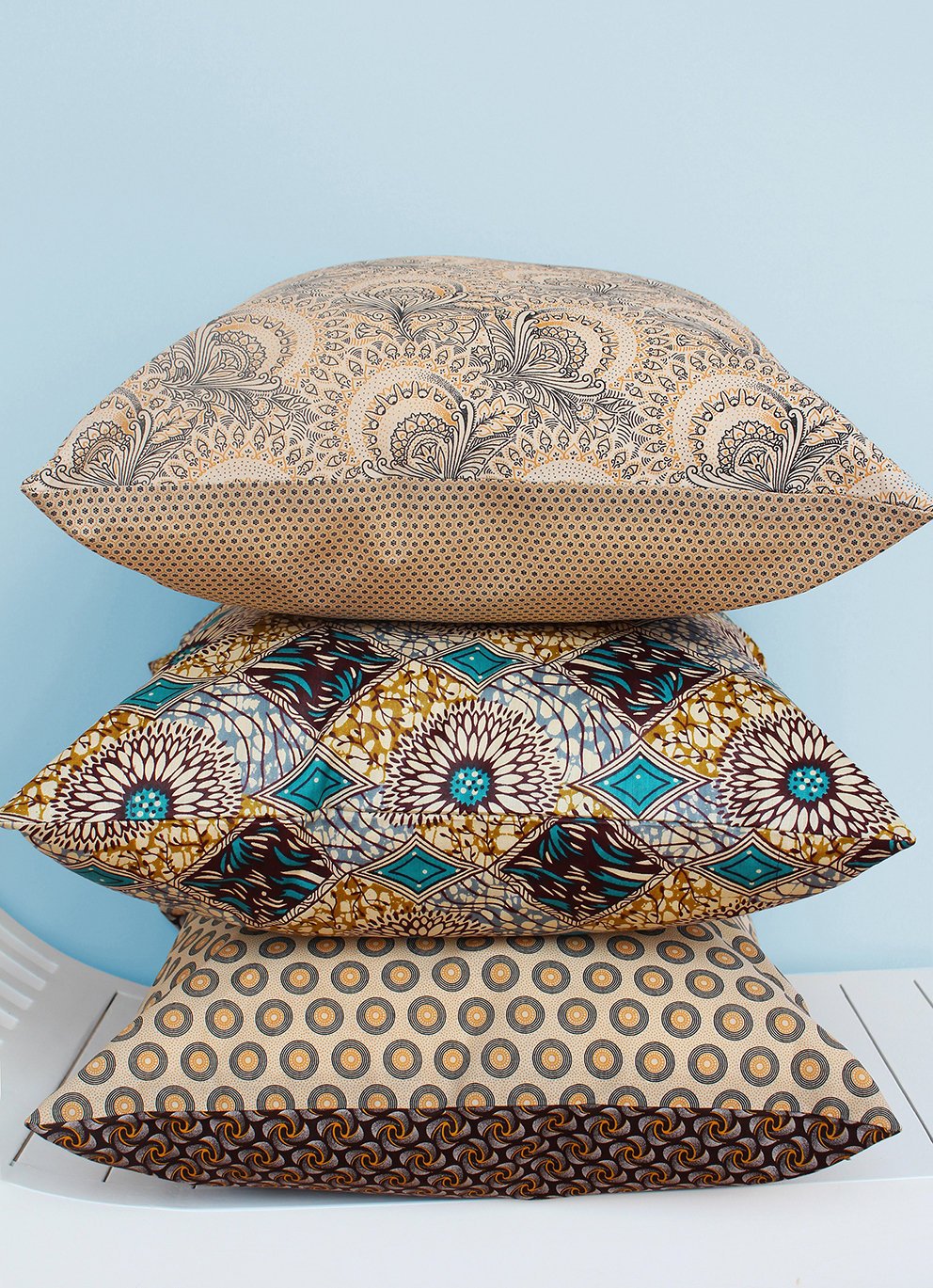 Cream, orange and black Shweshwe scatter cushion