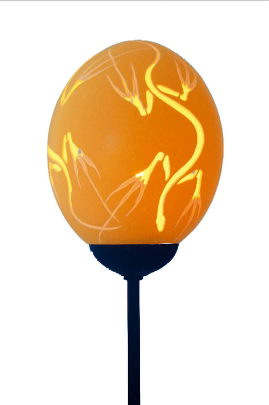 Lizzard themed carved ostrich egg Lamp