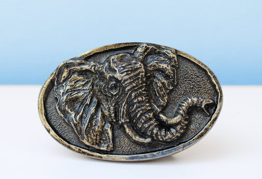 Brass elephant belt buckle