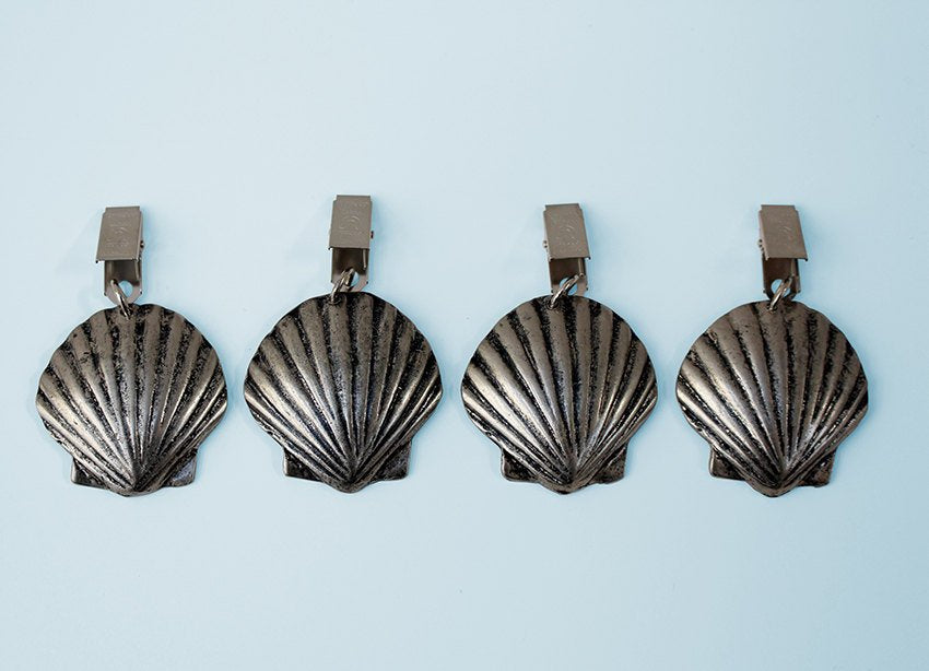 Seashell antique nickel tablecloth weights