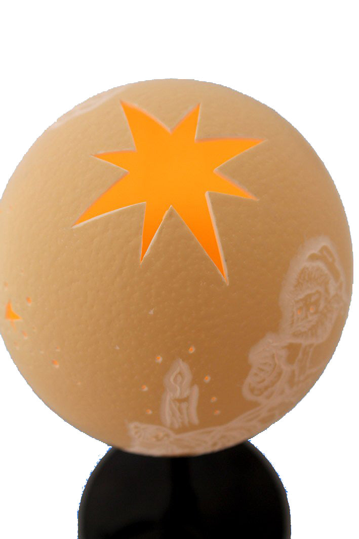 Father Christmas and child themed ostrich egg lamp