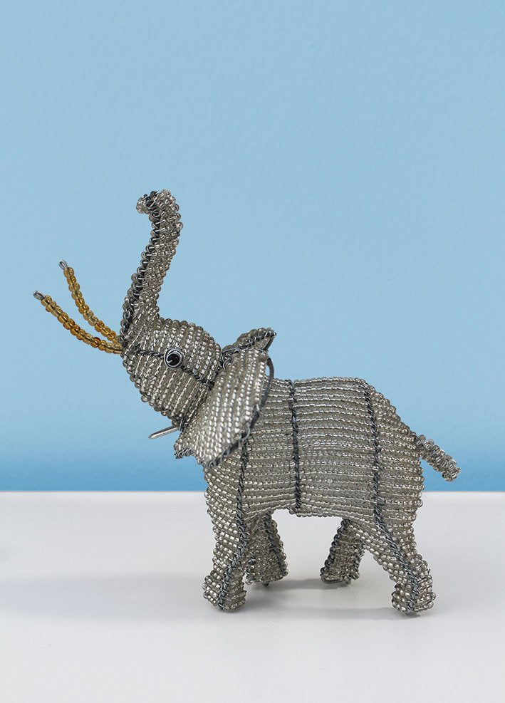 White beaded African elephant