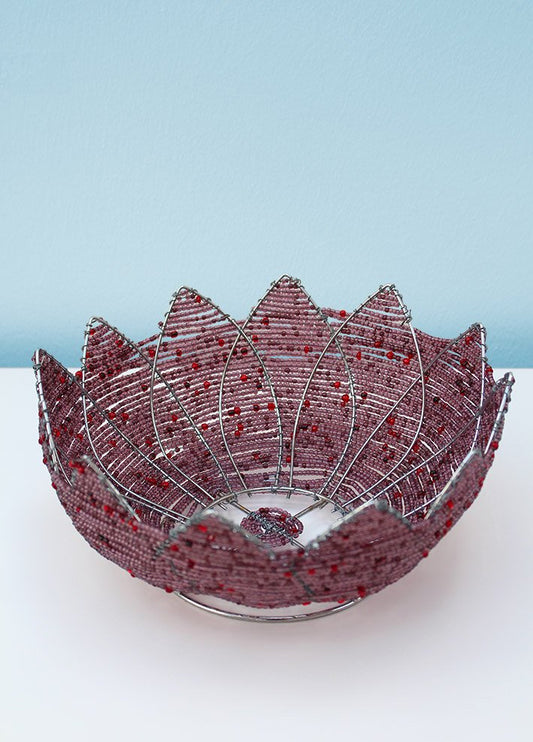 African beaded flower petal bowl