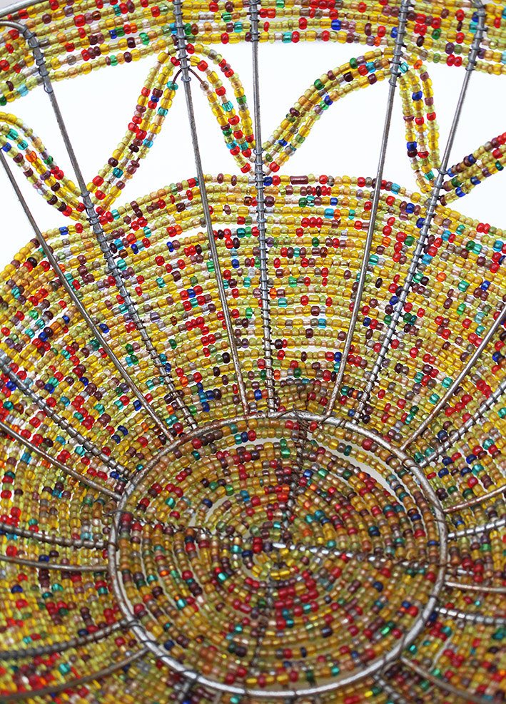 Colourful African wire and bead bowl