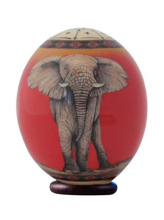 Elephant decoupage ostrich eggshell