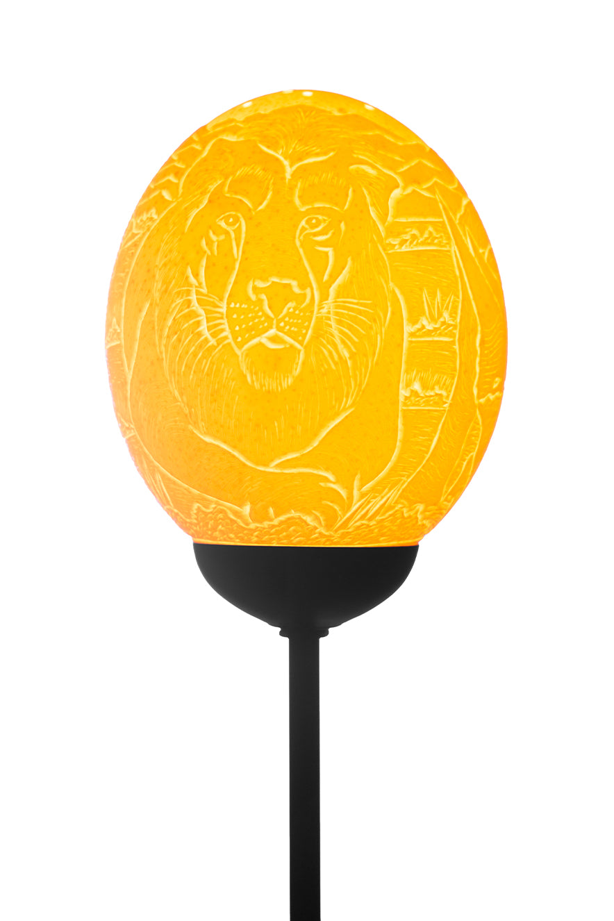 Big 5 night themed ostrich egg lamp