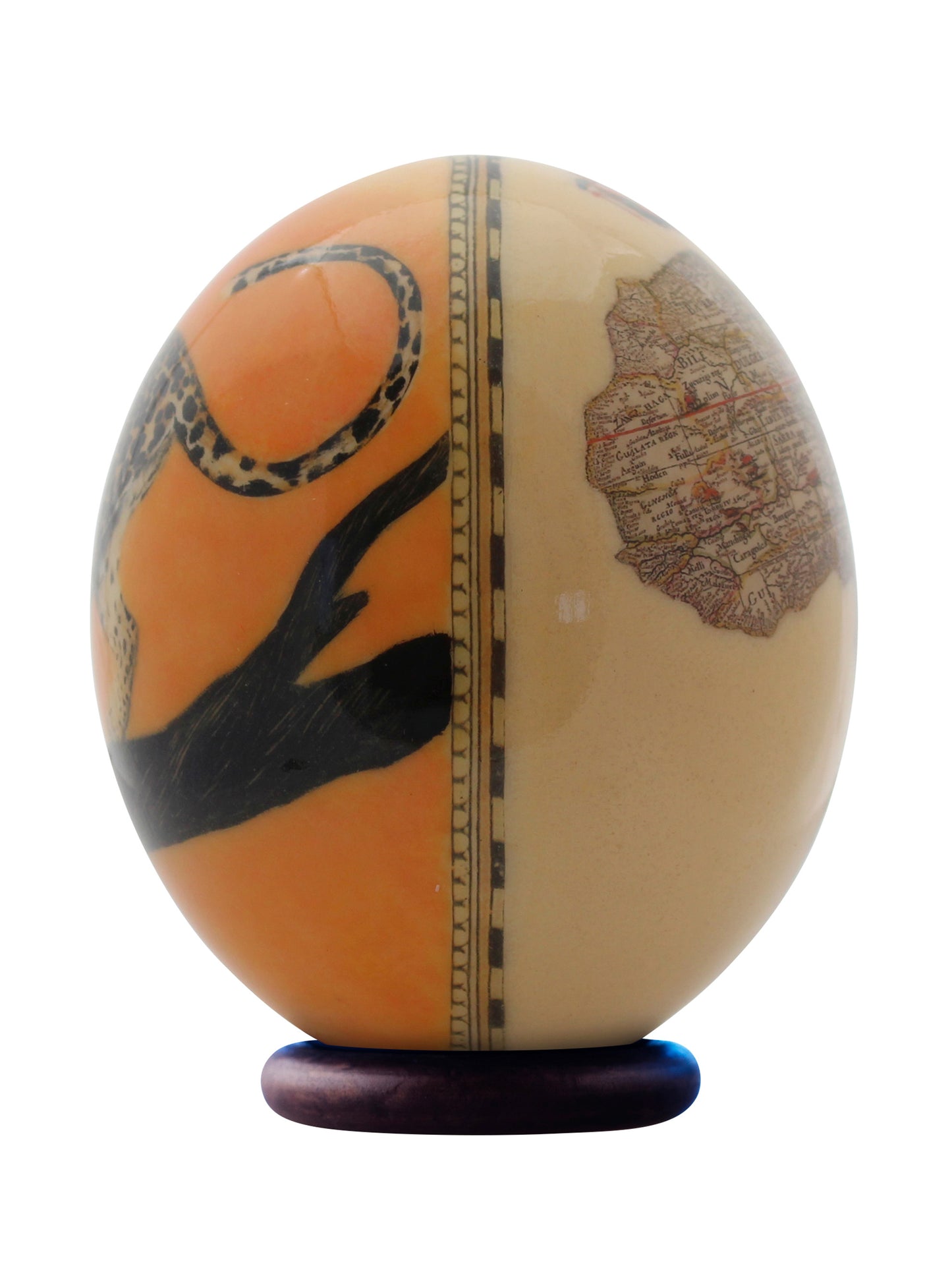Decoupage leopard ostrich egg