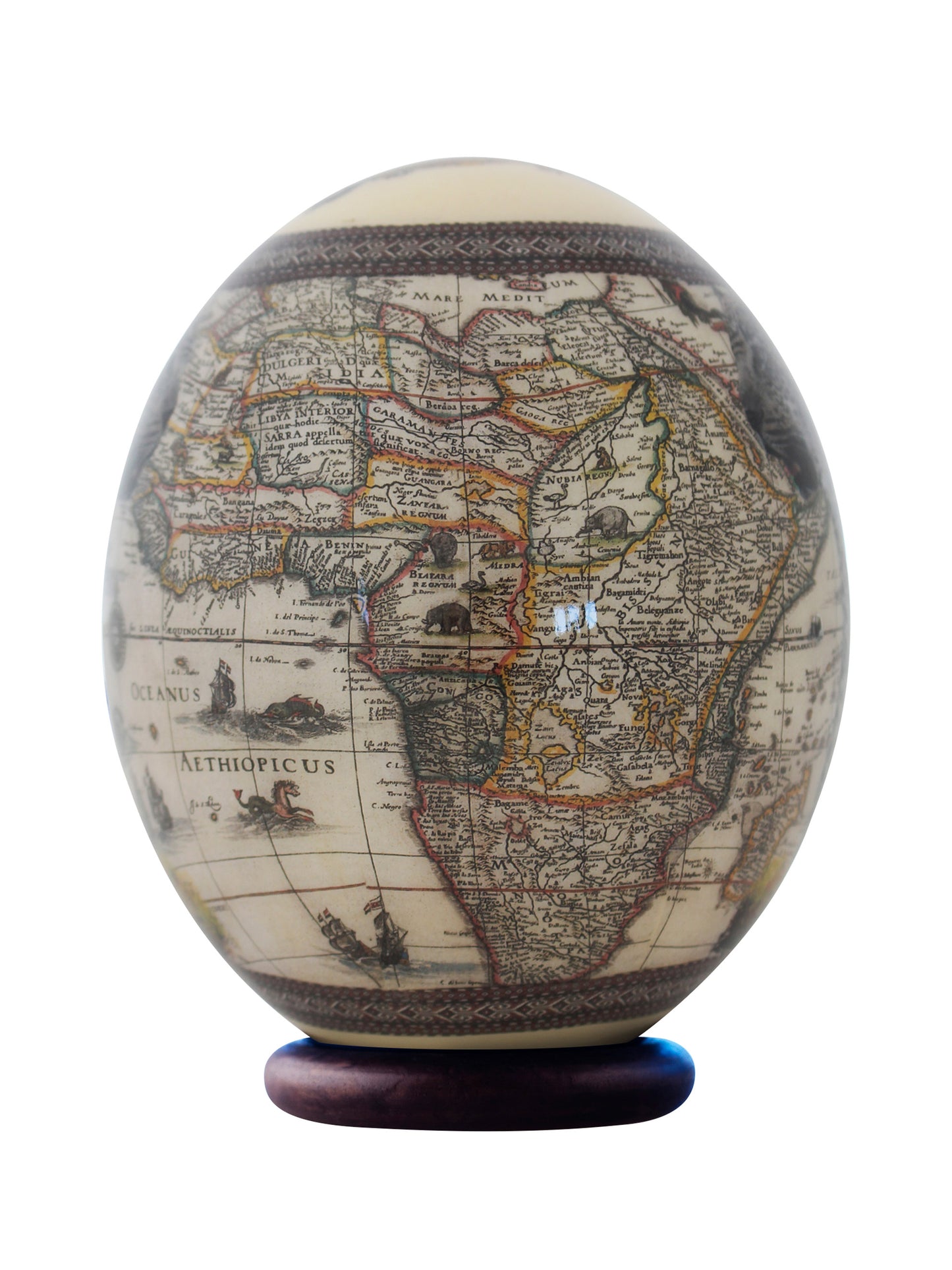 Decoupage leopard ostrich egg