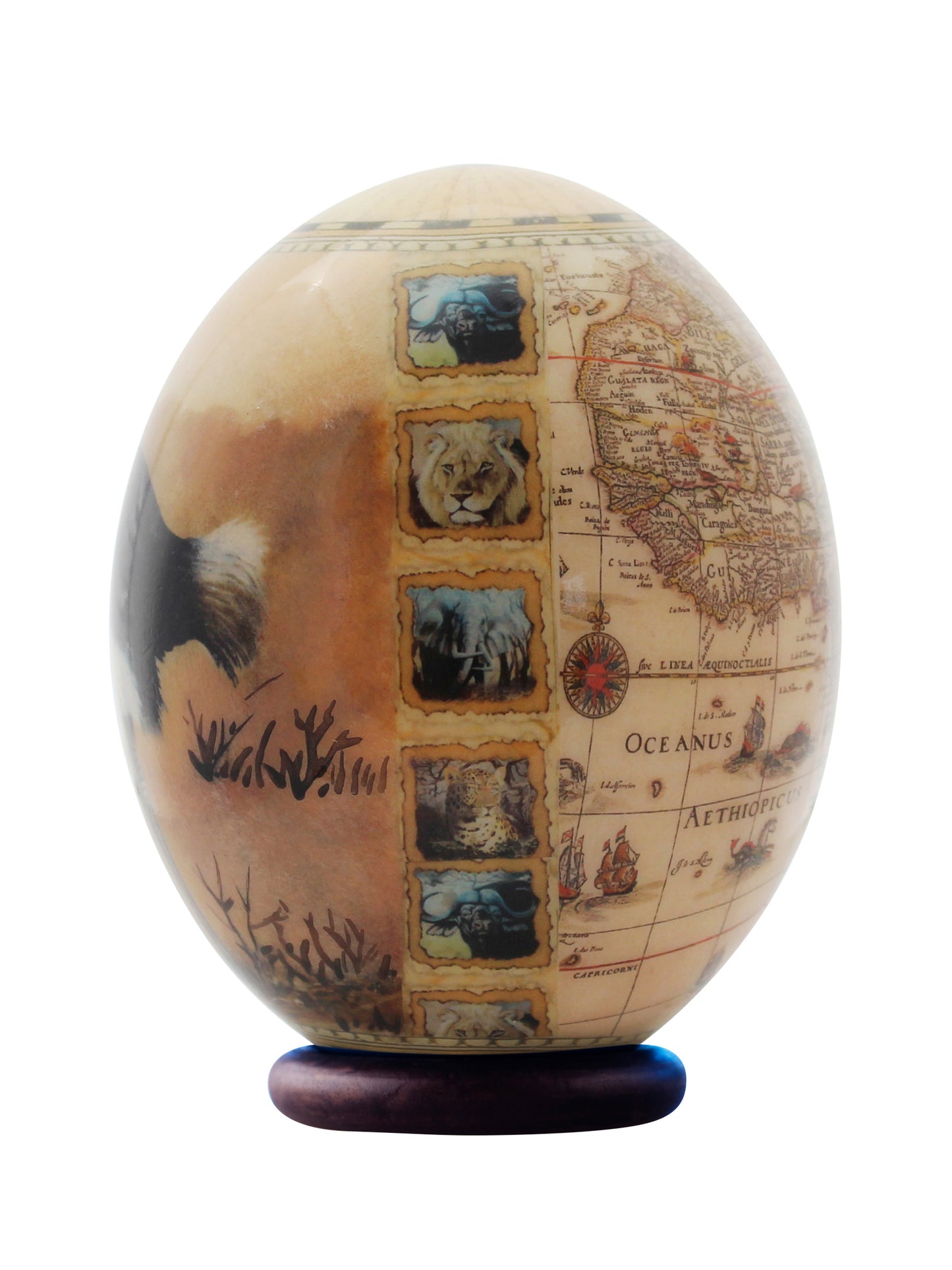 Decoupage ostrich egg