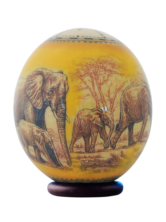 Elephant decoupage ostrich eggshell