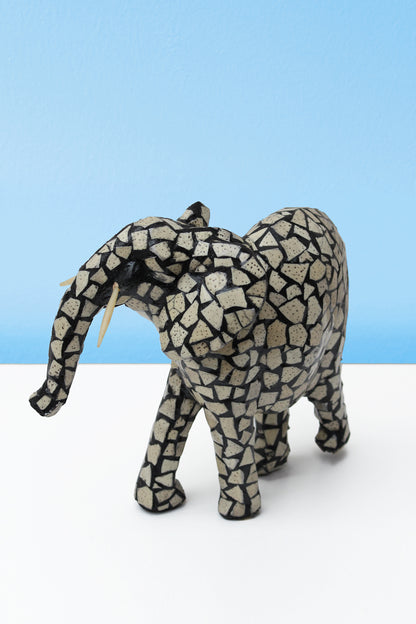 Mosaic eggshell elephant in varying sizes