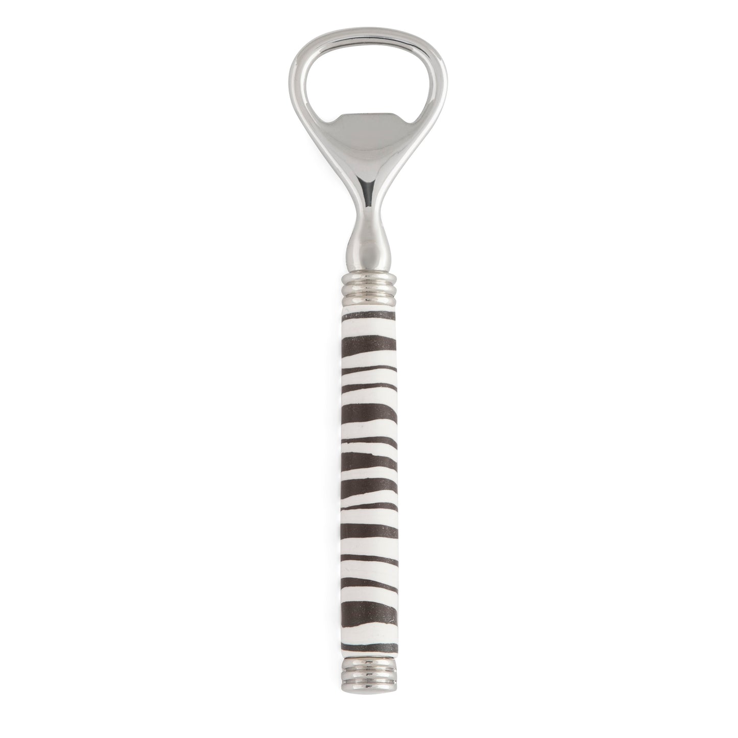 Fimo clay and silver-plated bottle opener in a wooden gift box
