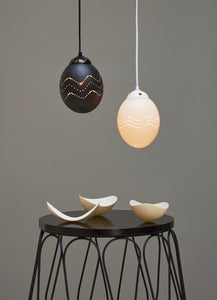 Natural ostrich eggshell pendant light