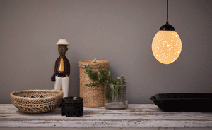 Elephant and Africa themed ostrich egg lamp