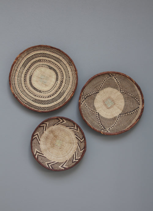 African Tonga baskets: 34cm,40cm,41cm