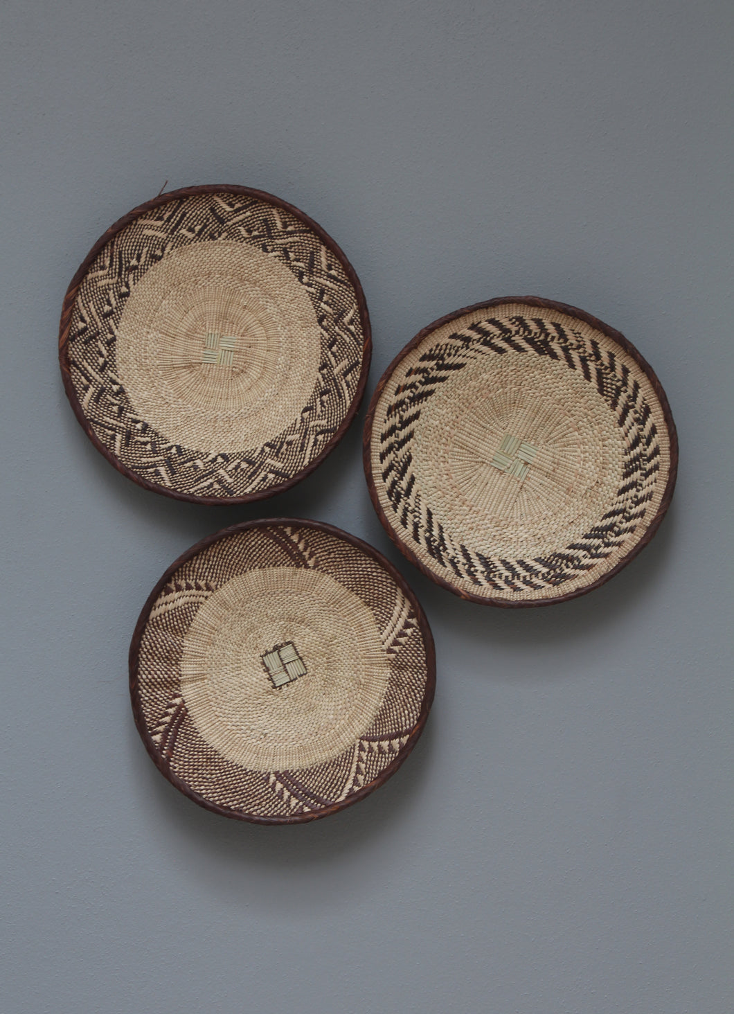 African Tonga baskets: 35cm,36cm,35cm