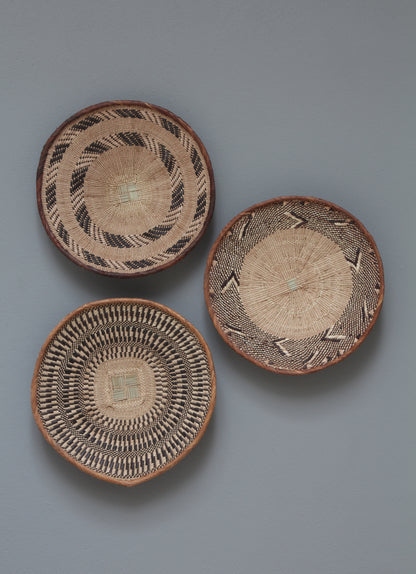 African Tonga baskets: 36cm,36cm,37cm