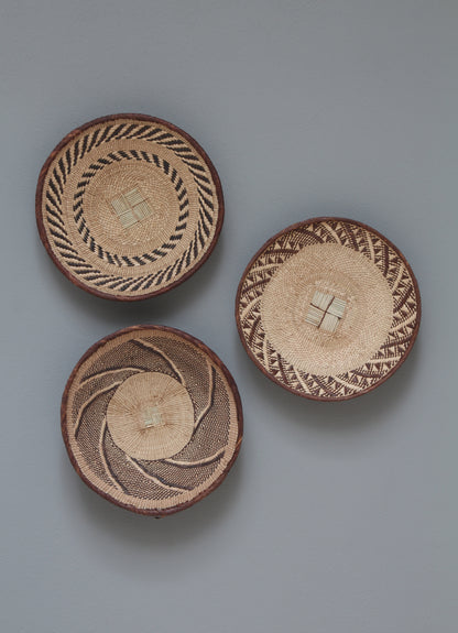 African Tonga baskets: 33cm,33cm,34cm