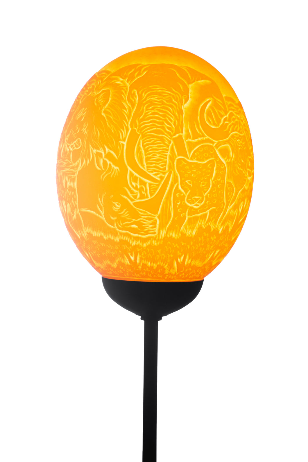 Big 5 Africa ostrich egg lamp