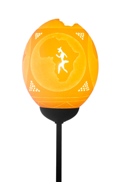 Bushman in Africa themed ostrich egg lamp