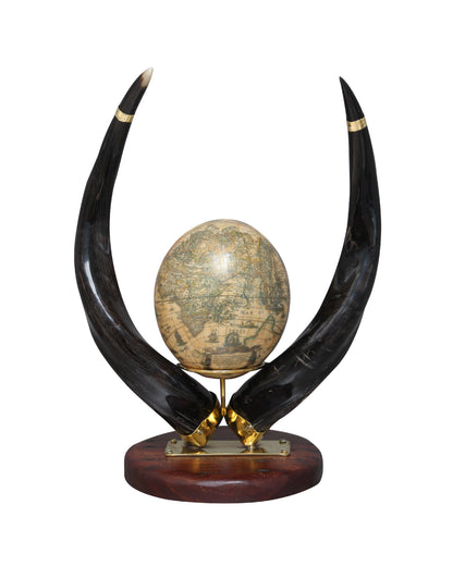 Authentic Kudu horn ostrich egg stand