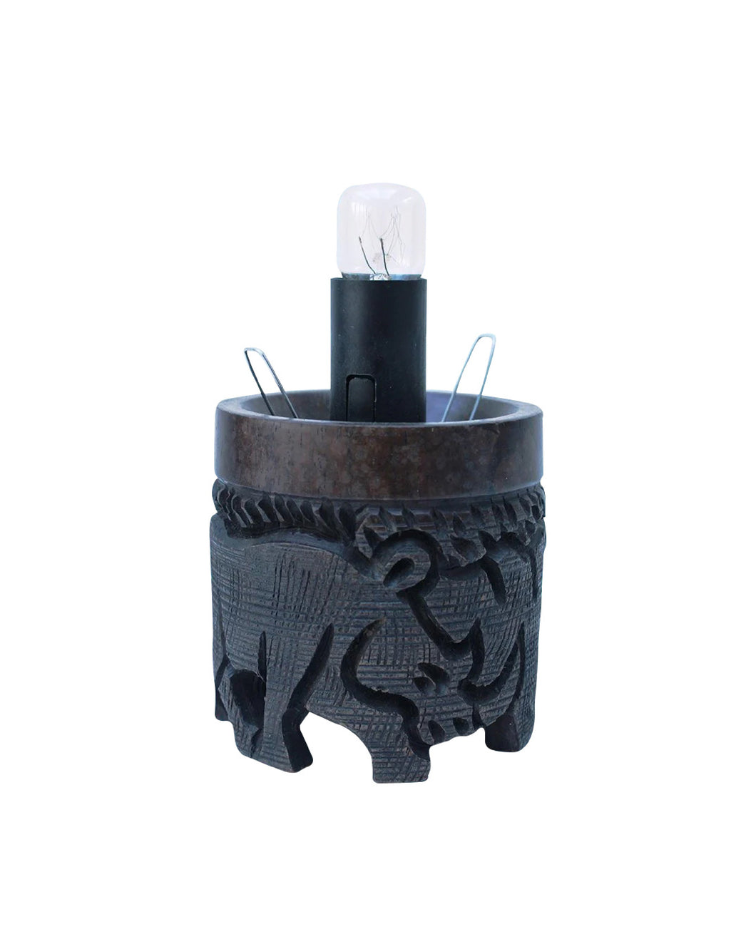 Carved wooden elephant lamp